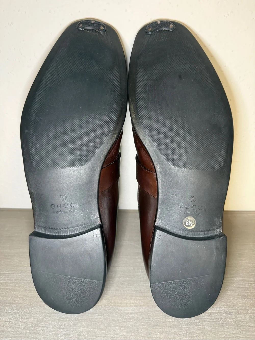 Vintage Men's Gucci Brown Leather Loafers Made In Italy Size 8.5 Classic Style